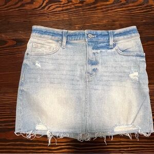 Eunina Light Blue Distressed Mini Skirt size small